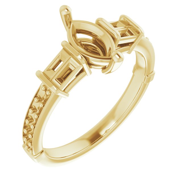 Baguette Accented Engagement Ring