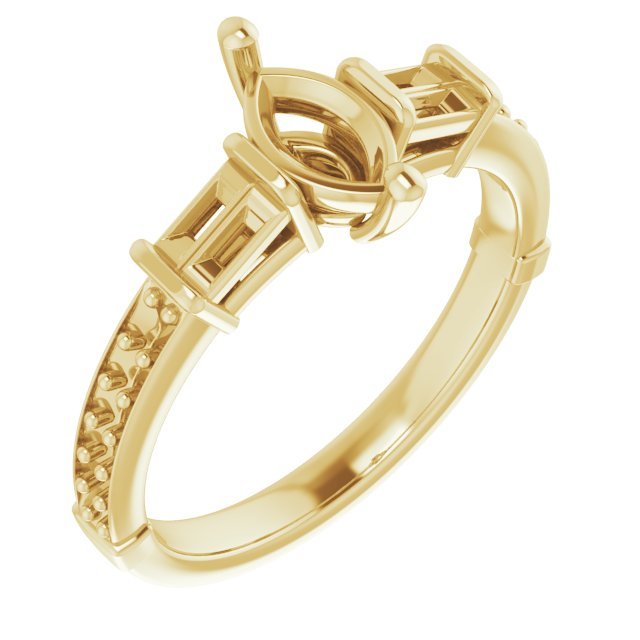 Baguette Accented Engagement Ring