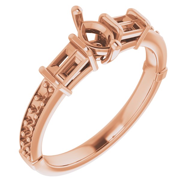 Baguette Accented Engagement Ring