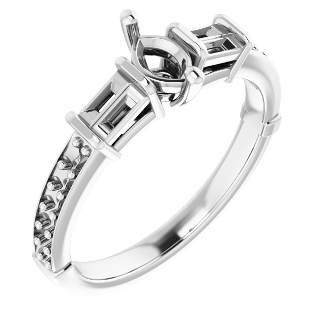 Baguette Accented Engagement Ring