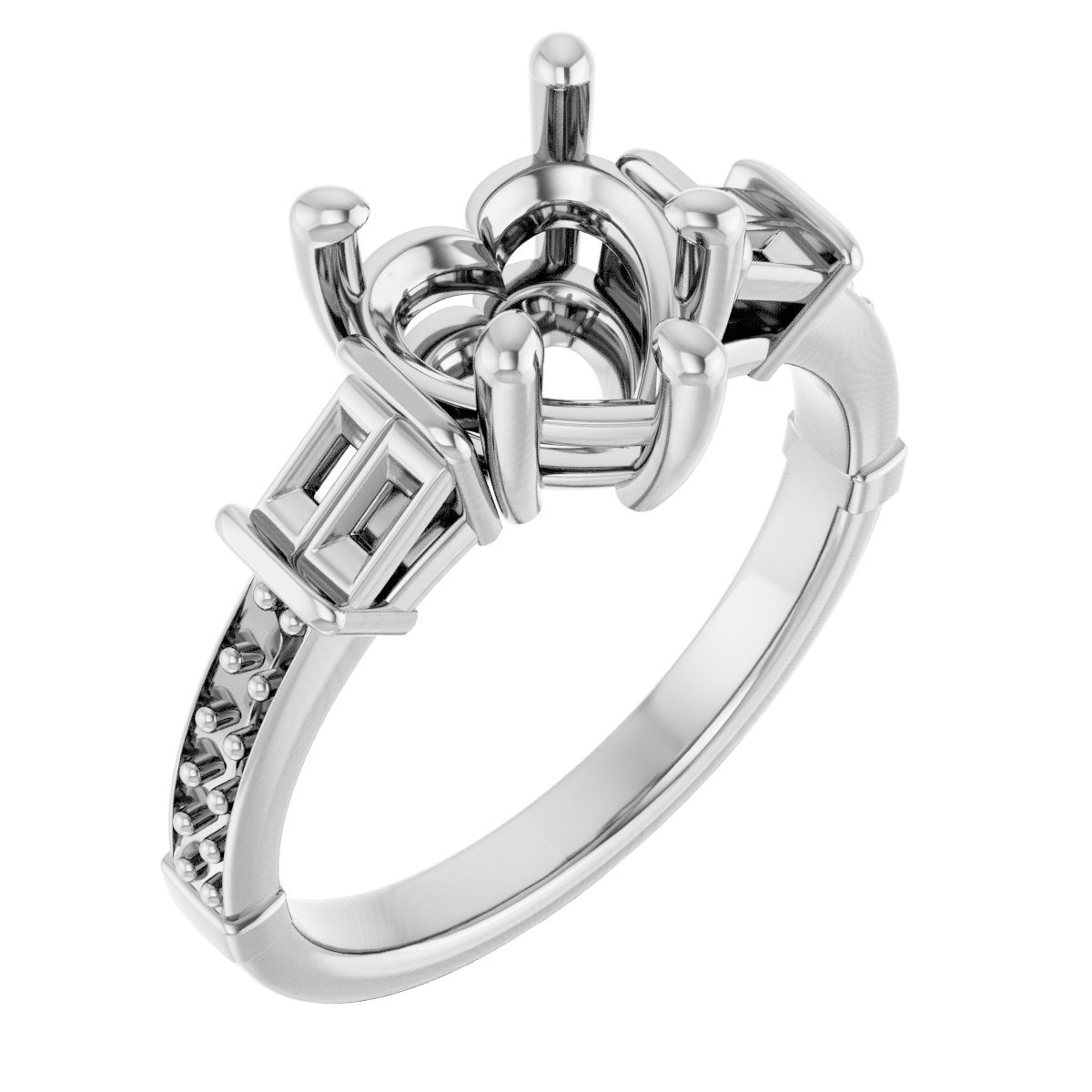 Baguette Accented Engagement Ring