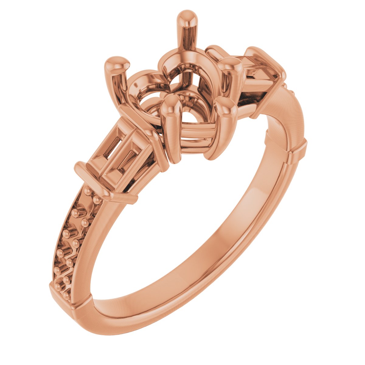 Baguette Accented Engagement Ring