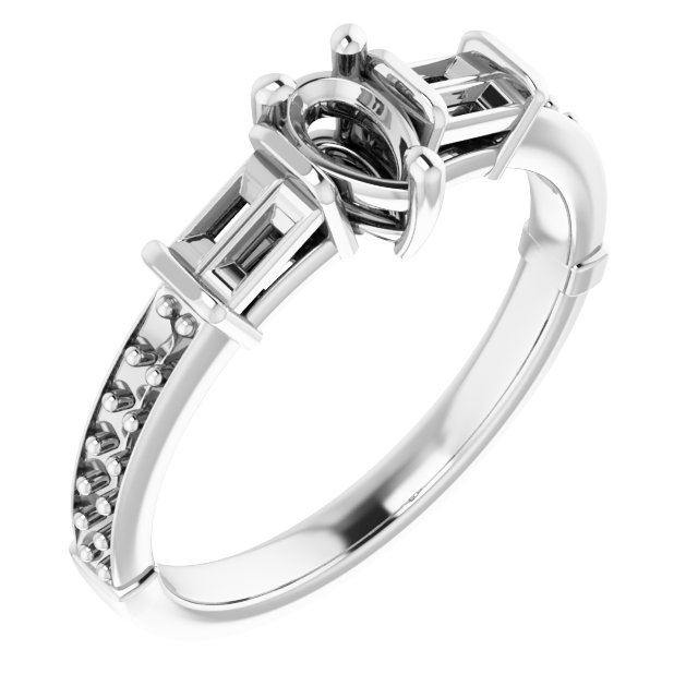 Baguette Accented Engagement Ring