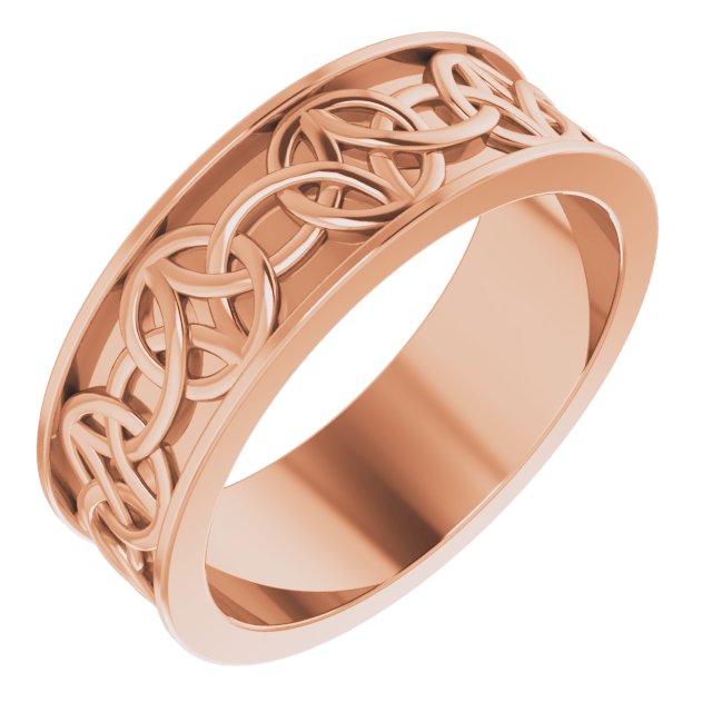 14K Rose 7 mm Celtic Inspired Band Size 8.5 Ref 14901212