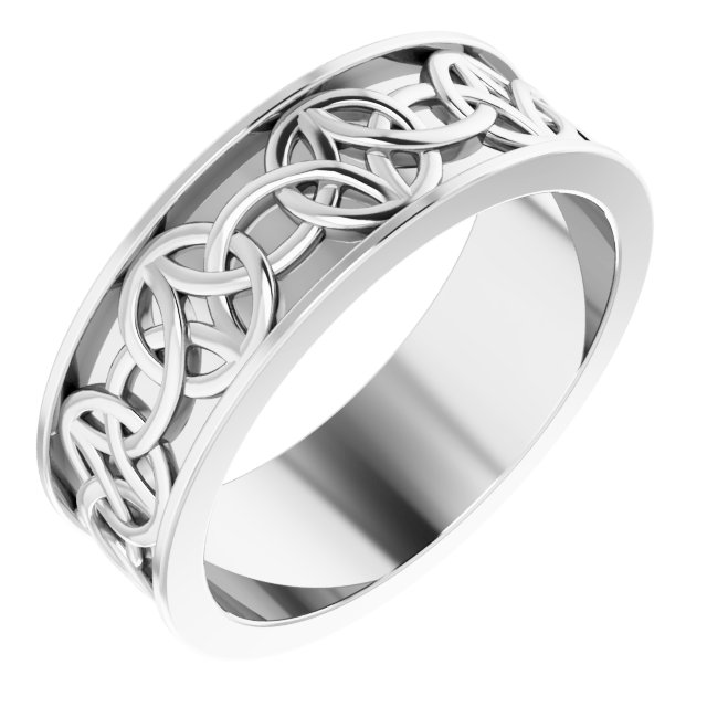 14K White 7 mm Celtic Inspired Band Size 8.5 Ref 14900419