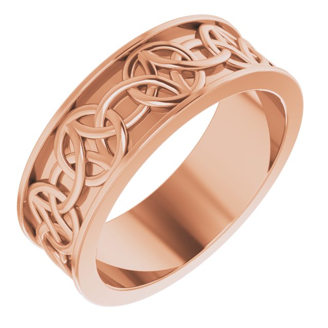 14K Rose 7 mm Celtic Inspired Band Size 8 Ref 14900417