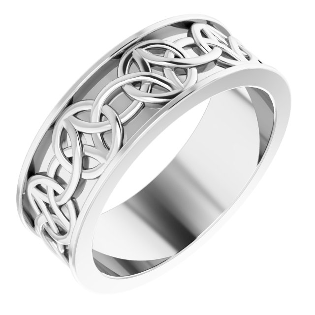 14K White 7 mm Celtic-Inspired Band Size 8