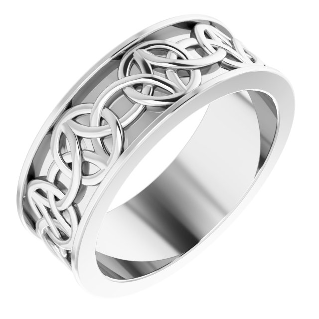 14K White 7 mm Celtic Inspired Band Size 7 Ref 14900942