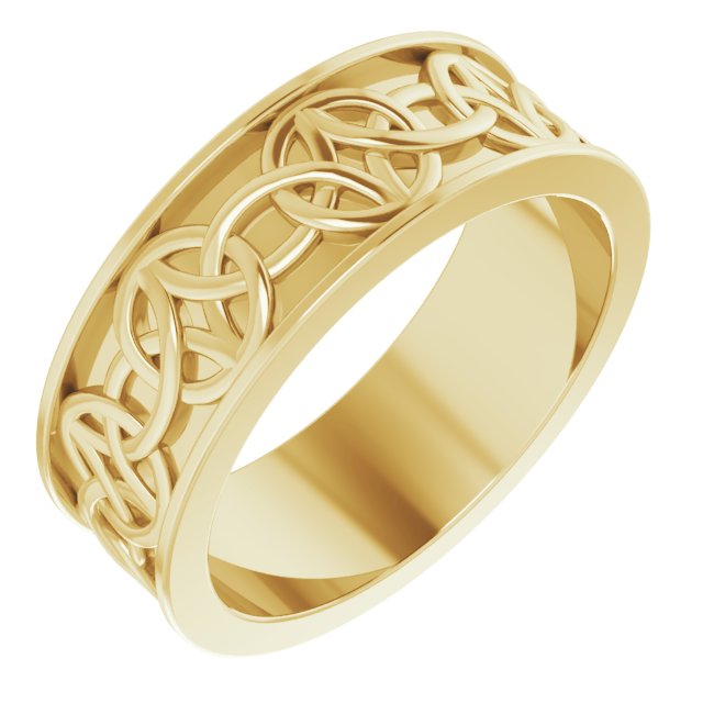 14K Yellow 7 mm Celtic Inspired Band Size 7.5 Ref 14900947