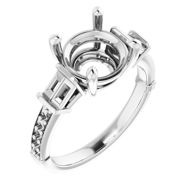 Baguette Accented Engagement Ring