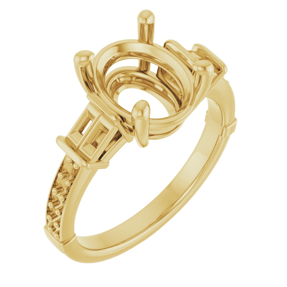 Baguette Accented Engagement Ring