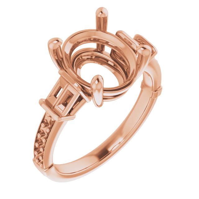 Baguette Accented Engagement Ring