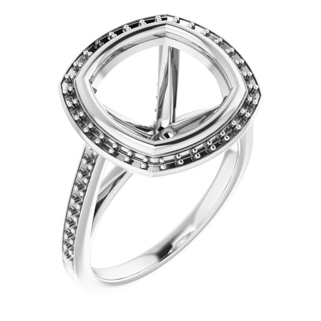 Bezel-Set Halo-Style Engagement Ring