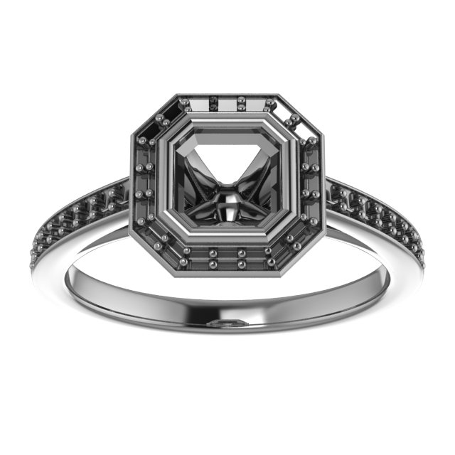 9x7 mm Emerald Bezel-Set Halo-Style Engagement Ring Mounting view 3