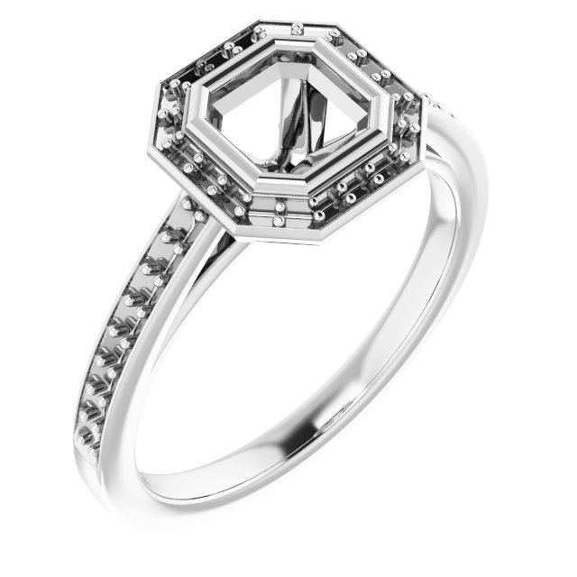 Bezel-Set Halo-Style Engagement Ring