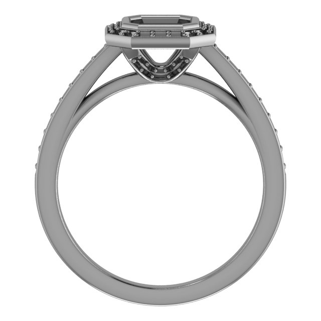 9x7 mm Emerald Bezel-Set Halo-Style Engagement Ring Mounting view 2