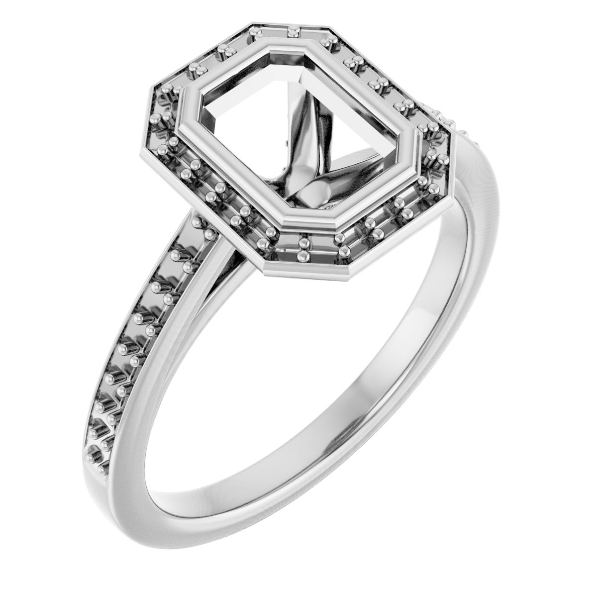 Bezel-Set Halo-Style Engagement Ring