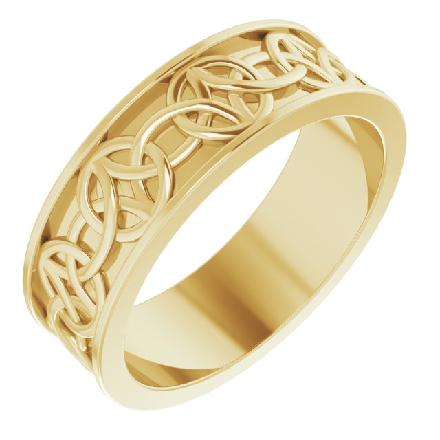 14K Yellow 7 mm Celtic Inspired Band Size 9.5 Ref 14900370