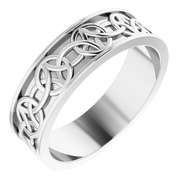 14K White 7 mm Celtic Inspired Band Size 12 Ref 14900383