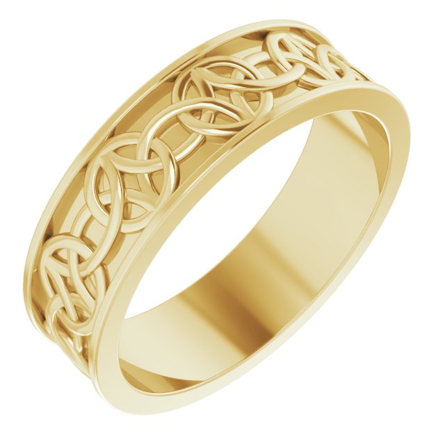 14K Yellow 7 mm Celtic Inspired Band Size 12 Ref 14900384