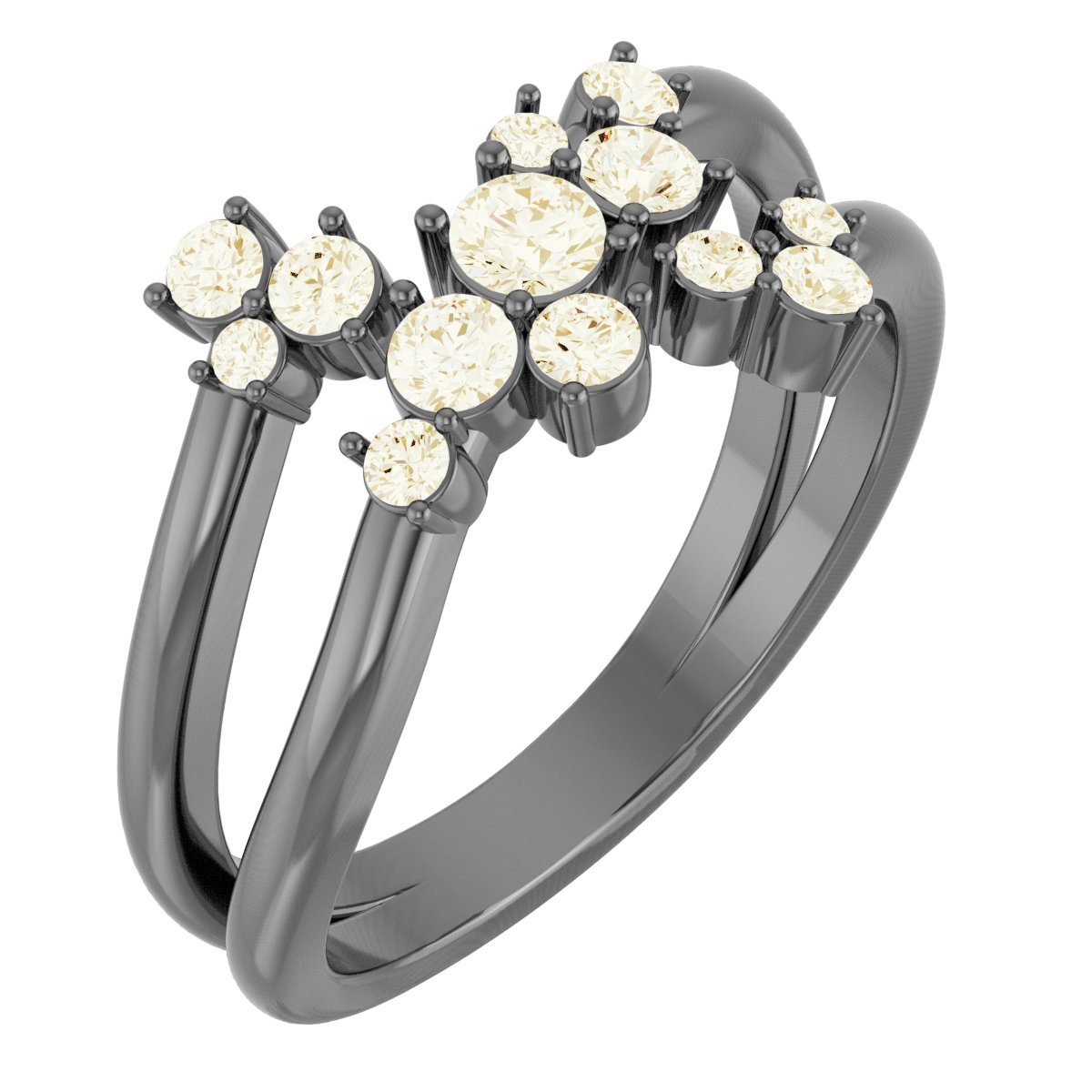 14K Yellow 1/2 CTW Natural Diamond Cluster Bypass Ring