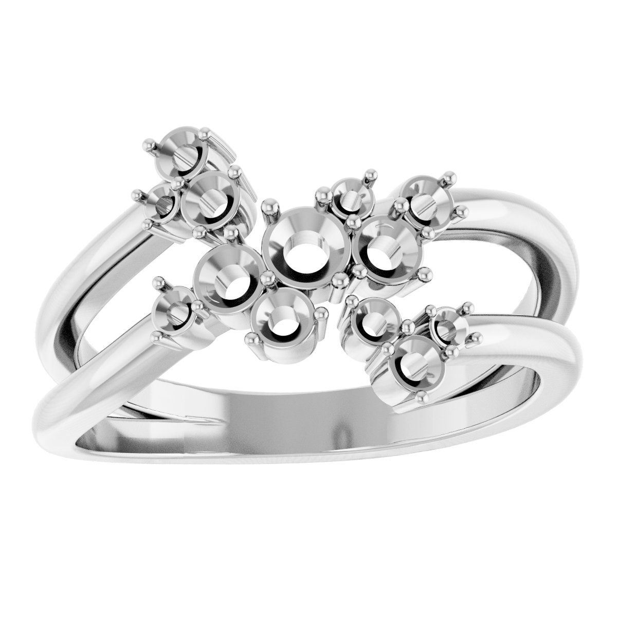 14K White 1/2 CTW Natural Diamond Cluster Bypass Ring