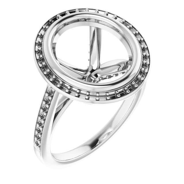 Bezel-Set Halo-Style Engagement Ring