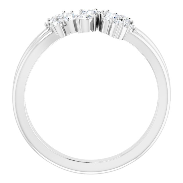 14K White 1/2 CTW Diamond Cluster Bypass Ring 