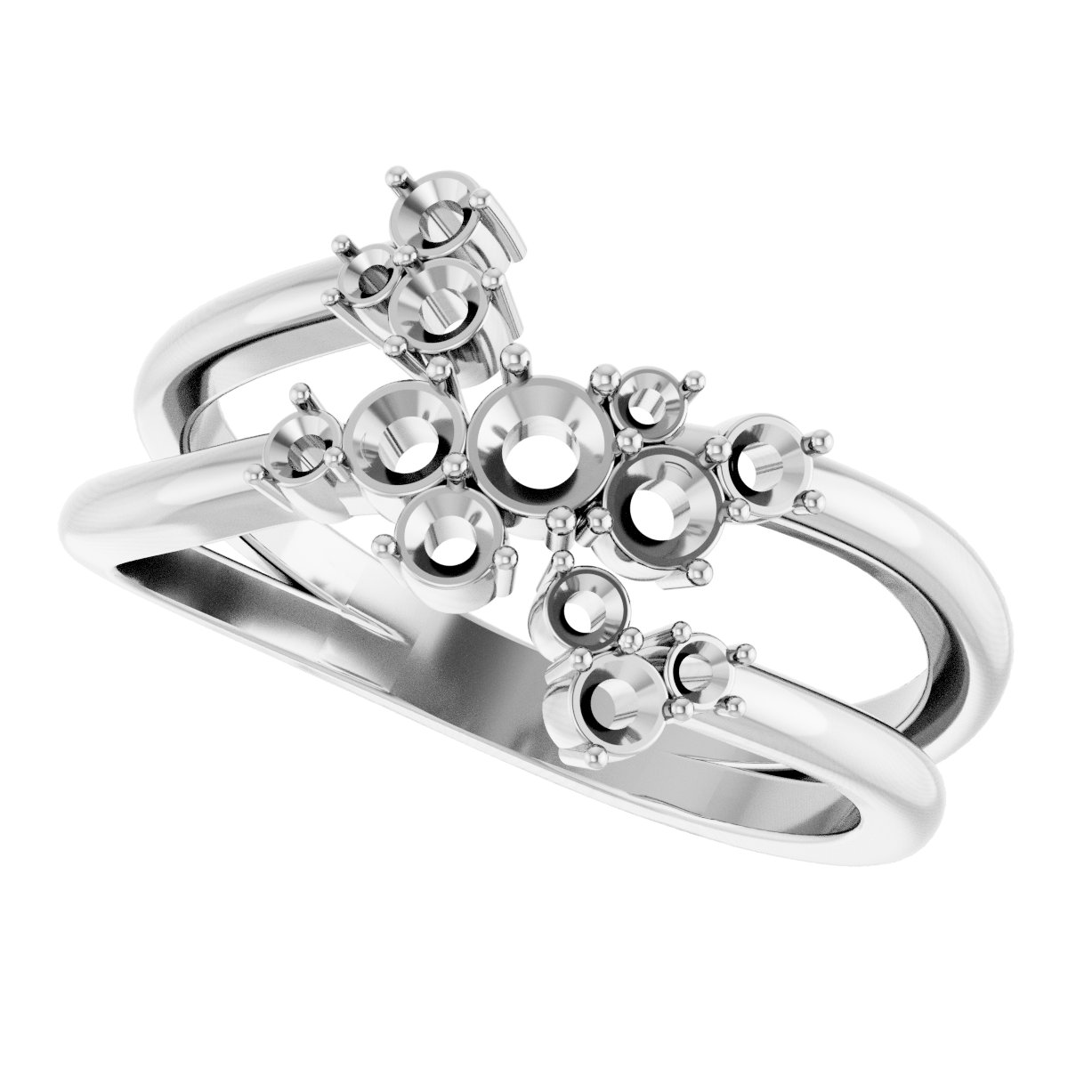 14K White 1/2 CTW Natural Diamond Cluster Bypass Ring