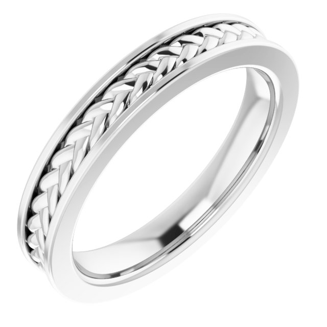 14K White 3 mm Woven Design Band  Size 6