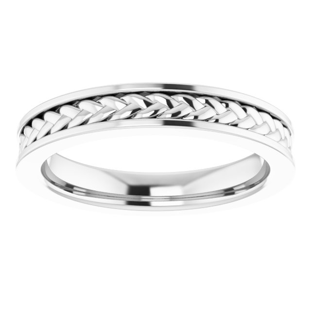14K White 3 mm Woven Design Band  Size 6