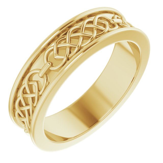 14K Yellow 6 mm Celtic Inspired Band Size 9.5 Ref 14901204