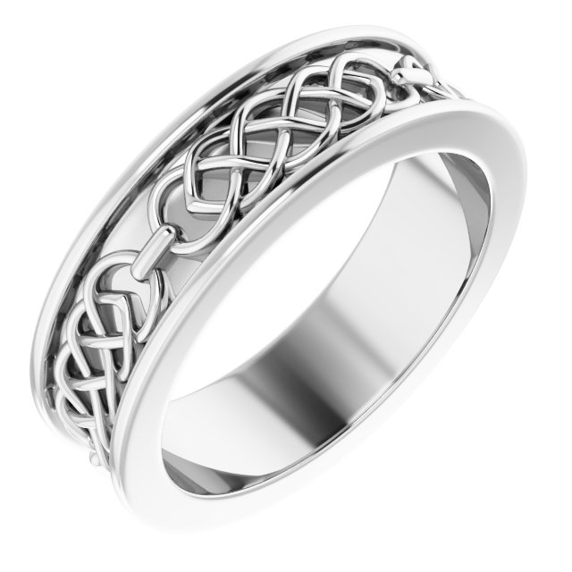 14K White 6 mm Celtic Inspired Band Size 7.5 Ref 14901187