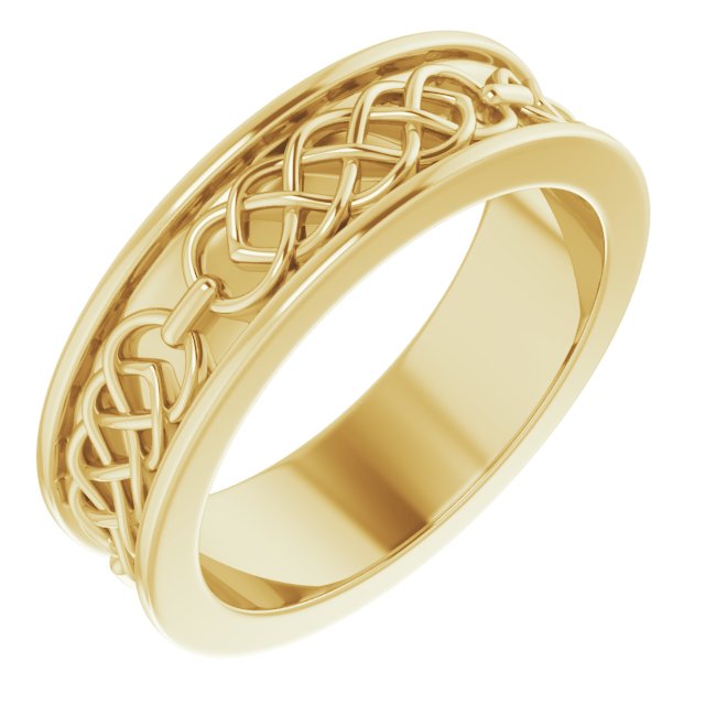 14K Yellow 6 mm Celtic Inspired Band Size 7.5 Ref 14901188