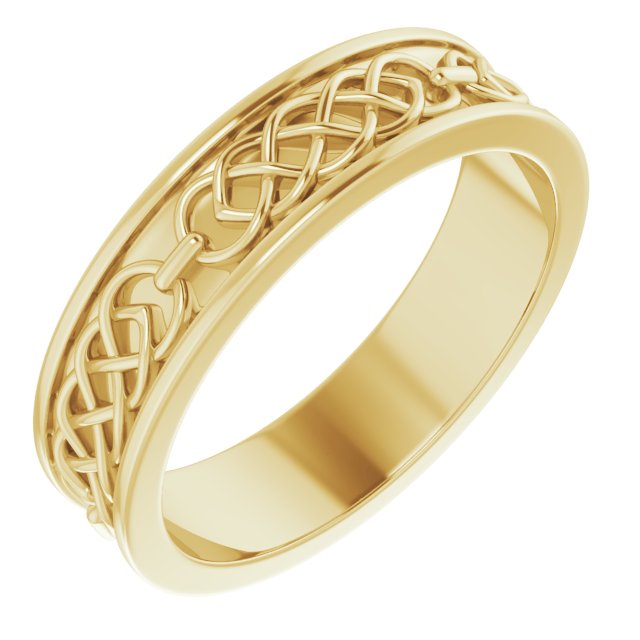 14K Yellow 6 mm Celtic Inspired Band Size 11.5 Ref 14900891