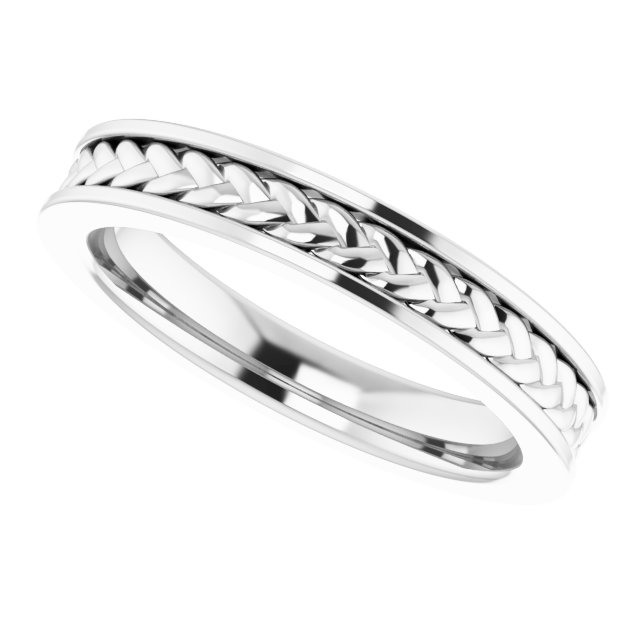 14K White 3 mm Woven Design Band  Size 6