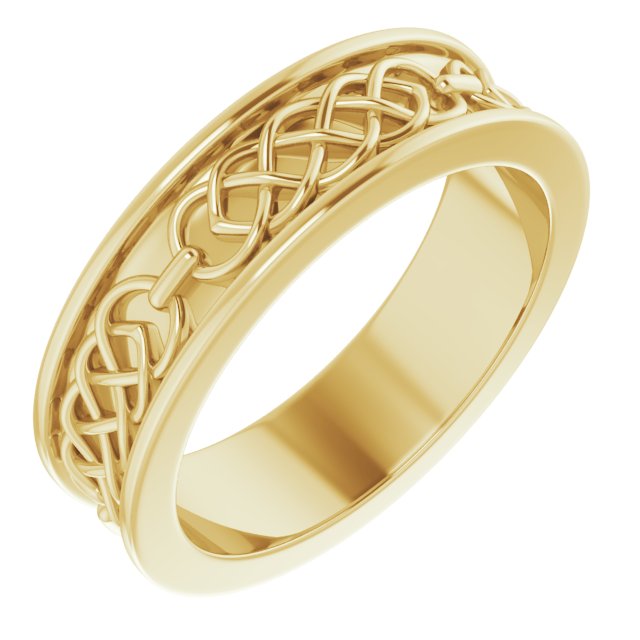 14K Yellow 6 mm Celtic Inspired Band Size 8.5 Ref 14901196
