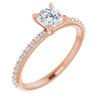 14K Rose 5 mm Cushion Forever One Moissanite and .20 CTW Diamond Engagement Ring Ref 13878981