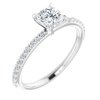 14K White 5 mm Cushion Forever One Moissanite and .20 CTW Diamond Engagement Ring Ref 13878975