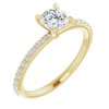 14K Yellow 5 mm Cushion Forever One Moissanite and .20 CTW Diamond Engagement Ring Ref 13878976