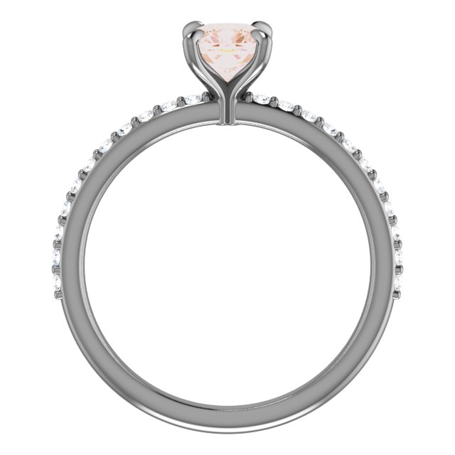 14K Rose 5 mm Cushion Forever One™ Moissanite & 1/5 CTW Diamond Engagement Ring