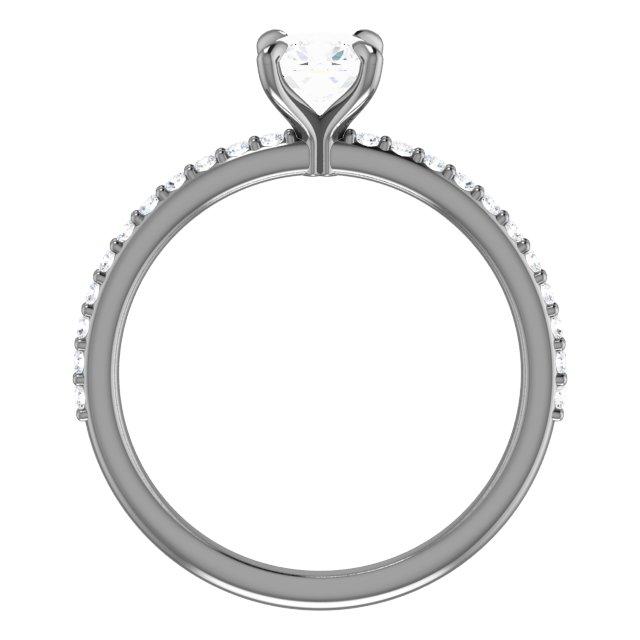 14K White 5 mm Cushion Forever One™ Moissanite & 1/5 CTW Diamond Engagement Ring