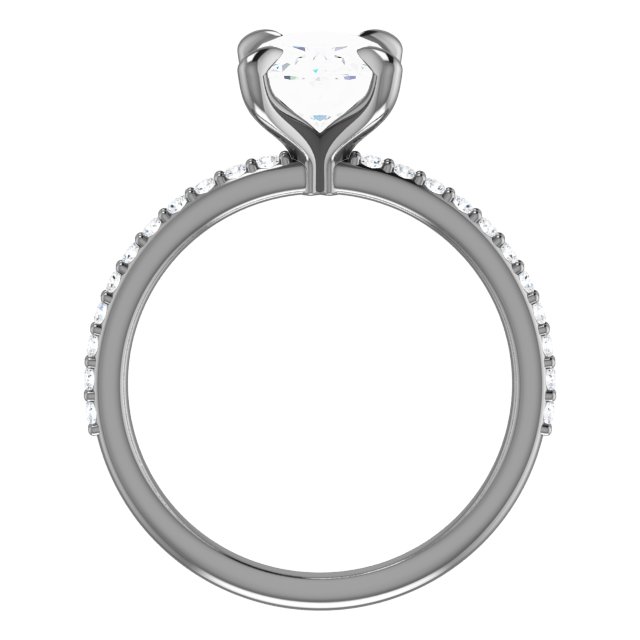 14K White 9x7 mm Oval Forever One™ Moissanite & 1/5 CTW Diamond Engagement Ring