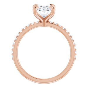 14K Rose 9x7 mm Oval Forever Oneâ„¢ Moissanite & 1/5 CTW Diamond Engagement Ring 