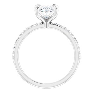 14K White 9x7 mm Oval Forever One™ Moissanite & 1/5 CTW Diamond Engagement Ring