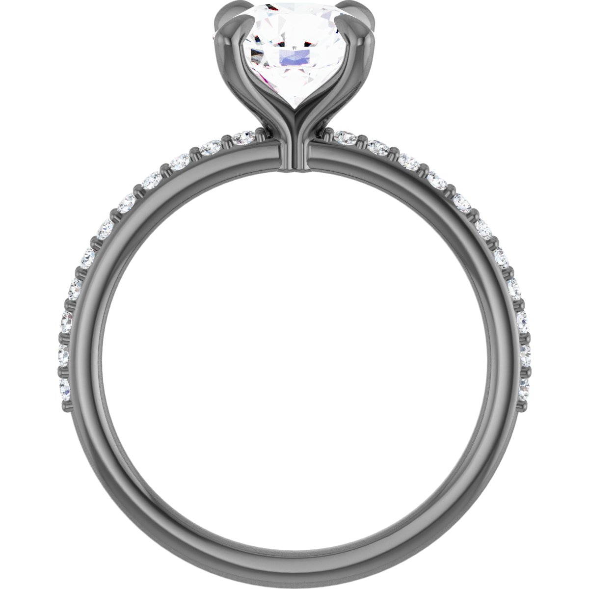 14K White 7.5 mm Round Forever One™ Moissanite & 1/5 CTW Diamond Engagement Ring