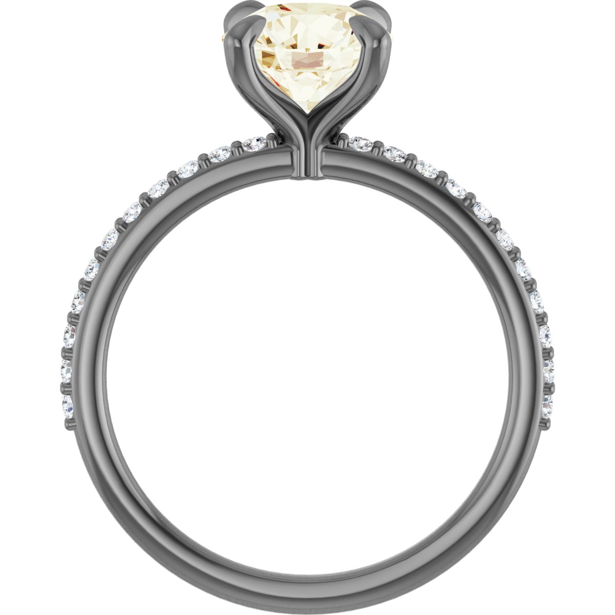 14K Yellow 7.5 mm Round Forever One™ Moissanite & 1/5 CTW Diamond Engagement Ring