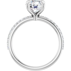 14K White 7.5 mm Round Forever Oneâ„¢ Moissanite & 1/5 CTW Diamond Engagement Ring 