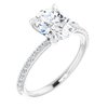 14K White 9x7 mm Oval Forever One Moissanite and .20 CTW Diamond Engagement Ring Ref 13878967