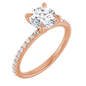 14K Rose 7 mm Round Forever One™ Moissanite & 1/5 CTW Diamond Engagement Ring